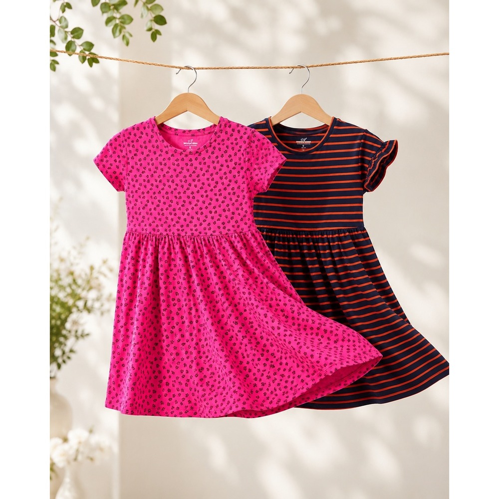 Bundle 2 Vineyard Vines Girls XL 16 Knit Dress Striped Floral Pink Navy Orange
